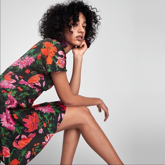 Women’s Zara Floral mini floral dress sz Large - Picture 1 of 15